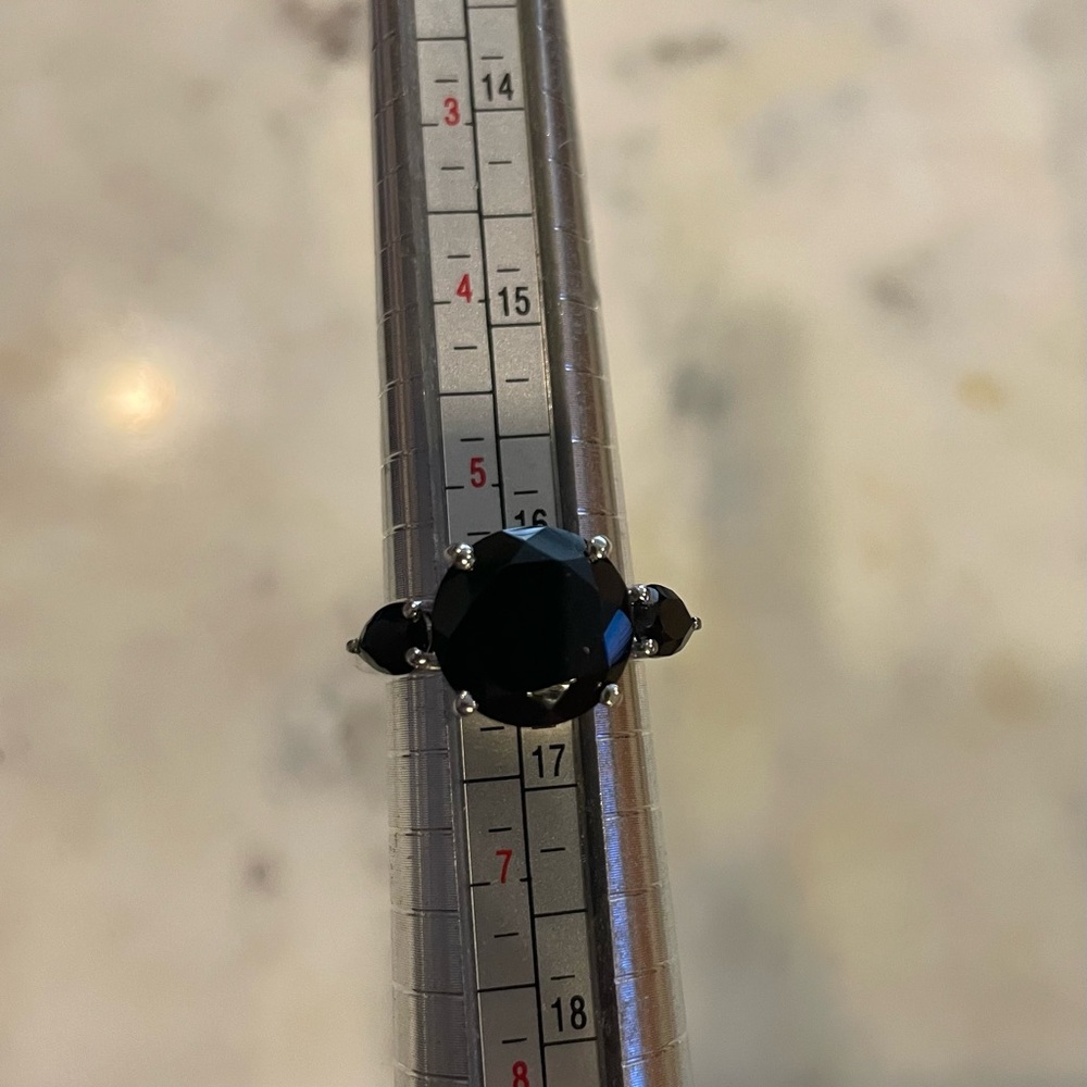 925 Sterling Silver Black Tourmaline Ring Size 6 - Picture 8 of 10